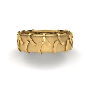 Sakcon Jewelers Ring 10k Yellow Gold Tractor Tire Ring-8mm