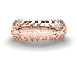 Sakcon Jewelers Ring 14k Rose Gold Deer Print Tire Tread Ring 8mm