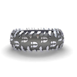 Sakcon Jewelers Ring Sterling Silver Deer Print Tire Tread Ring 10mm
