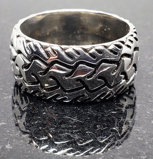 Sakcon Jewelers Ring Sterling Silver Street Bike 3-10mm Motorcycle Tire Tread Ring