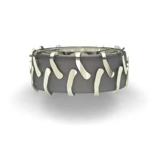 Sakcon Jewelers Ring Sterling Silver Tractor Tire Ring-10mm