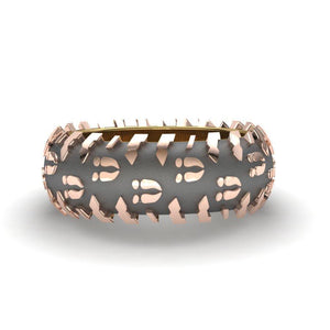 Sakcon Jewelers Ring Tu-Tone Deer Print Tire Tread Ring 10mm