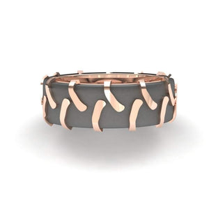 Sakcon Jewelers Ring Tu-Tone Tractor Tire Ring-8mm