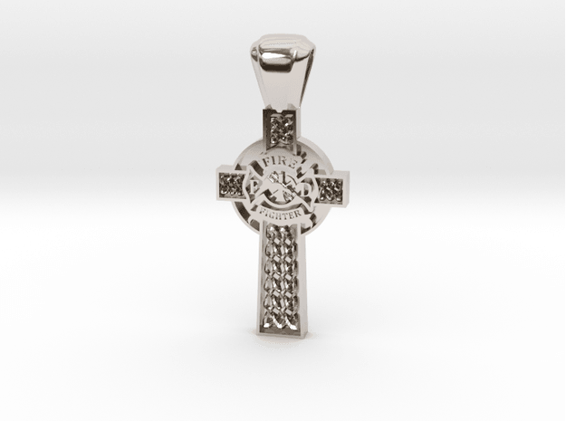Sakcon Jewelers Pendant 10K White Gold Firefighter's Cross Large