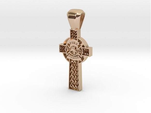 Sakcon Jewelers Pendant 14K Rose Gold Firefighter's Cross Large