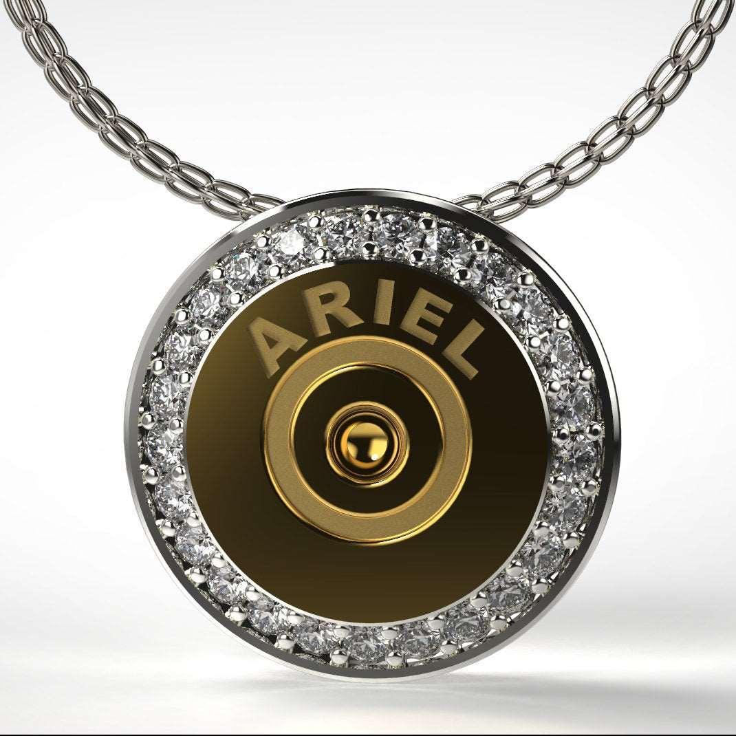 Sakcon Jewelers Pendant 14K Yellow Gold Bullet Diamond Pendant shell casing pendant