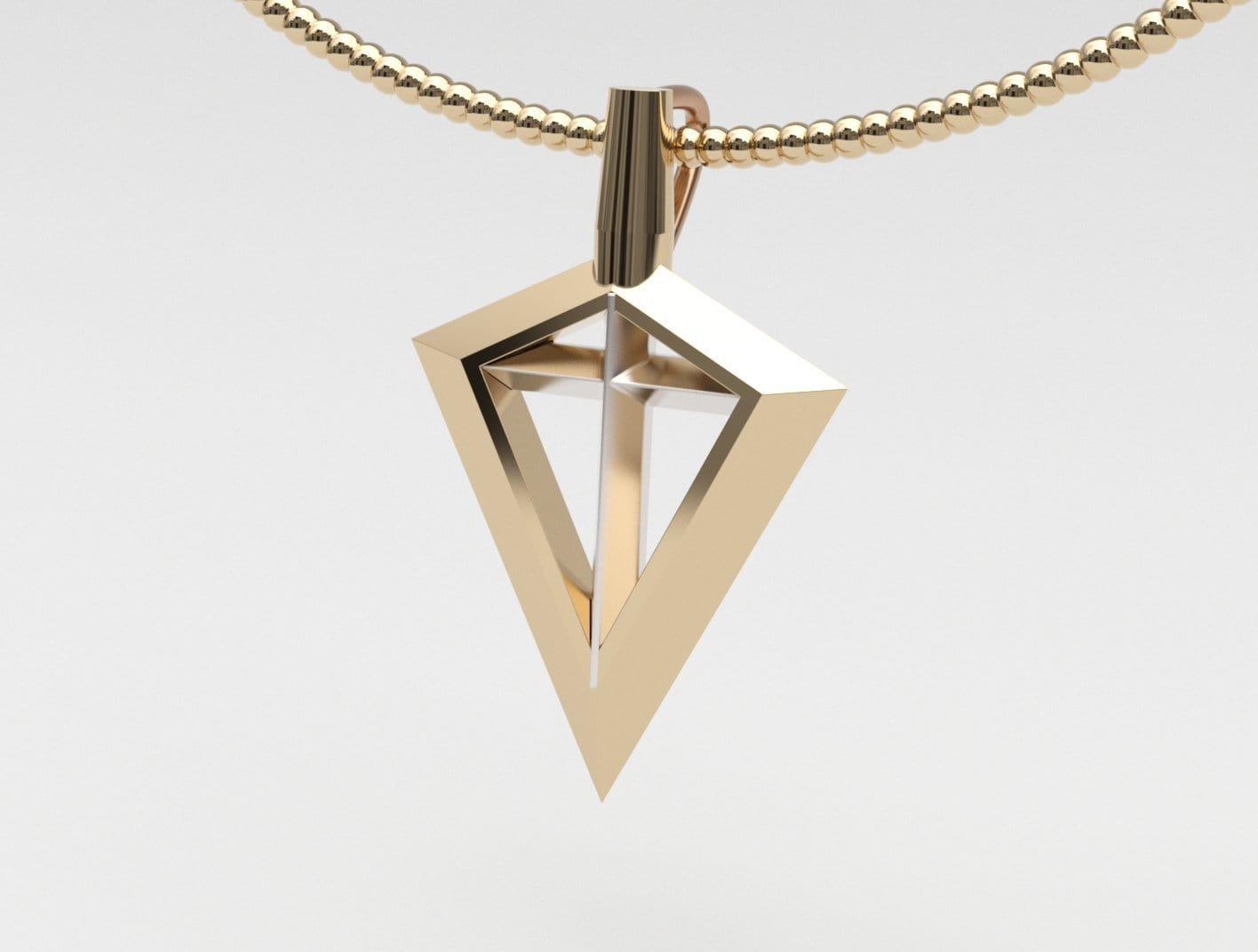 Sakcon Jewelers Pendant 14K Yellow Gold Spirit Of The Bowhunter Broadhead Hunting Pendant-Medium