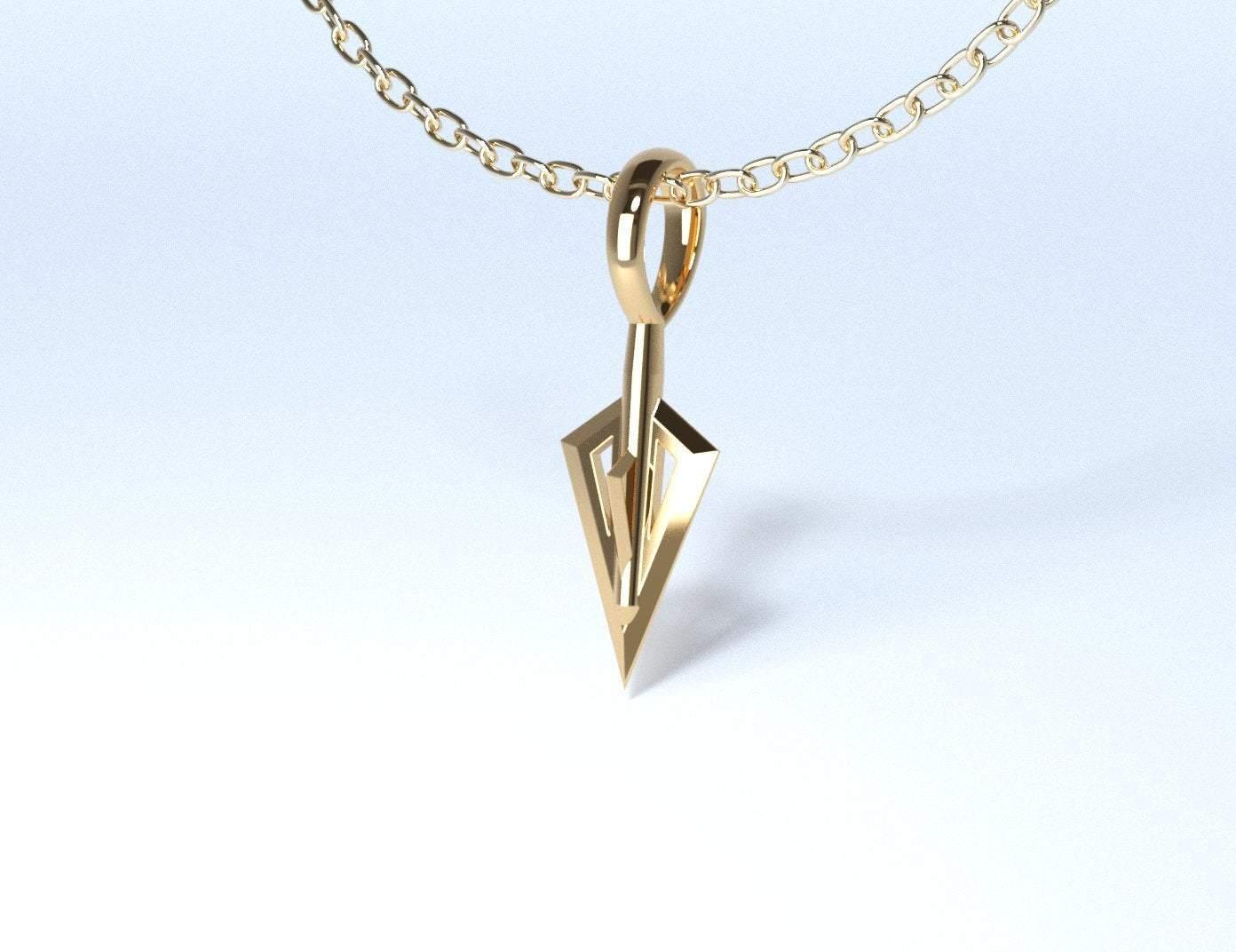 Sakcon Jewelers Pendant Gold Plated Steel Broadhead Bail Hunting Pendant