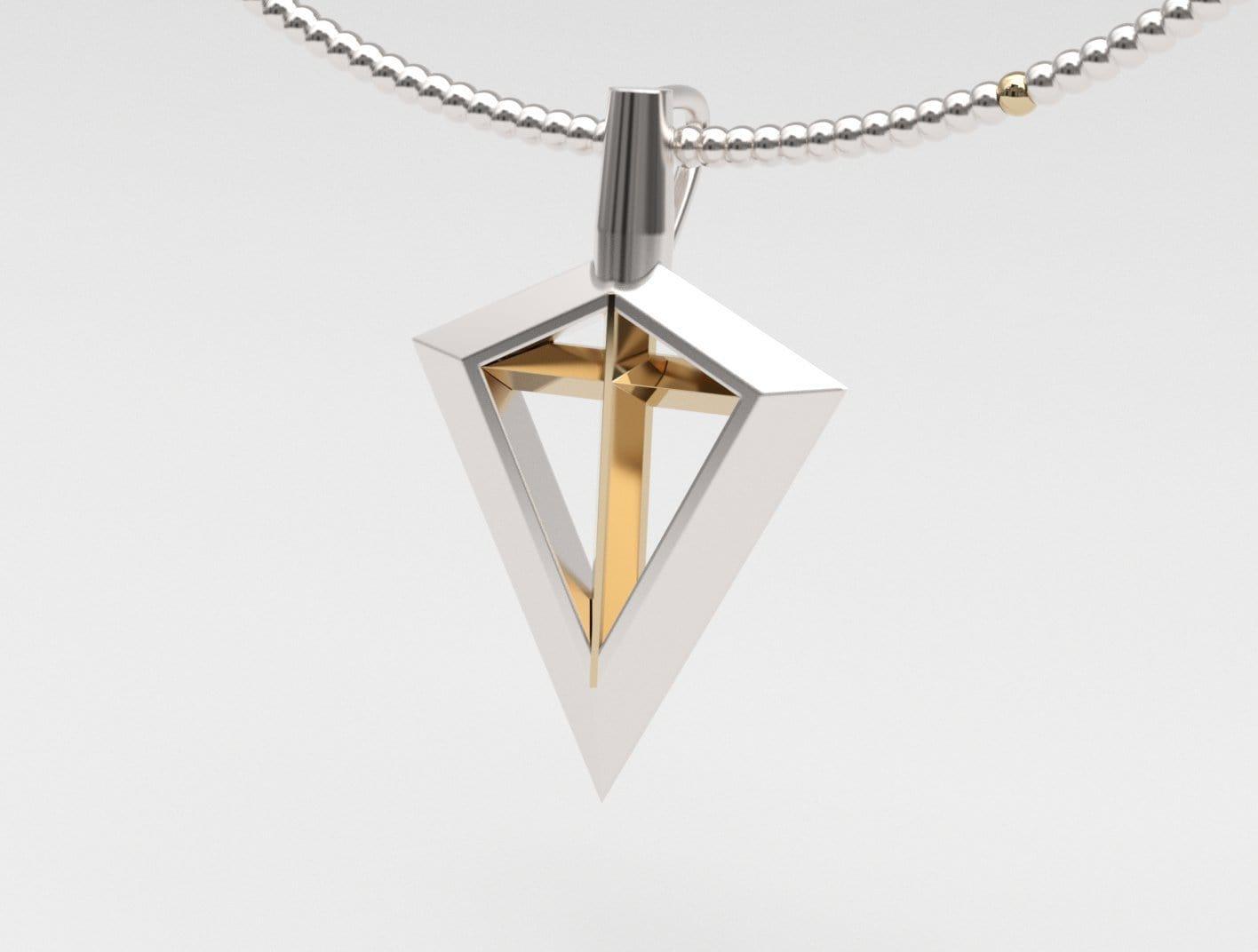 Sakcon Jewelers Pendant Tu-Tone Spirit Of The Bowhunter Broadhead Hunting Pendant-Medium