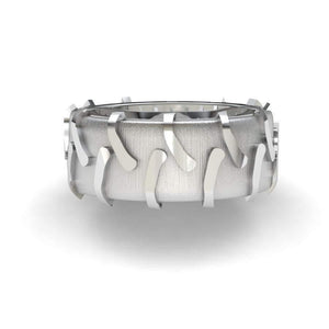 Sakcon Jewelers Ring 10k White Gold Tractor Tire Ring-10mm