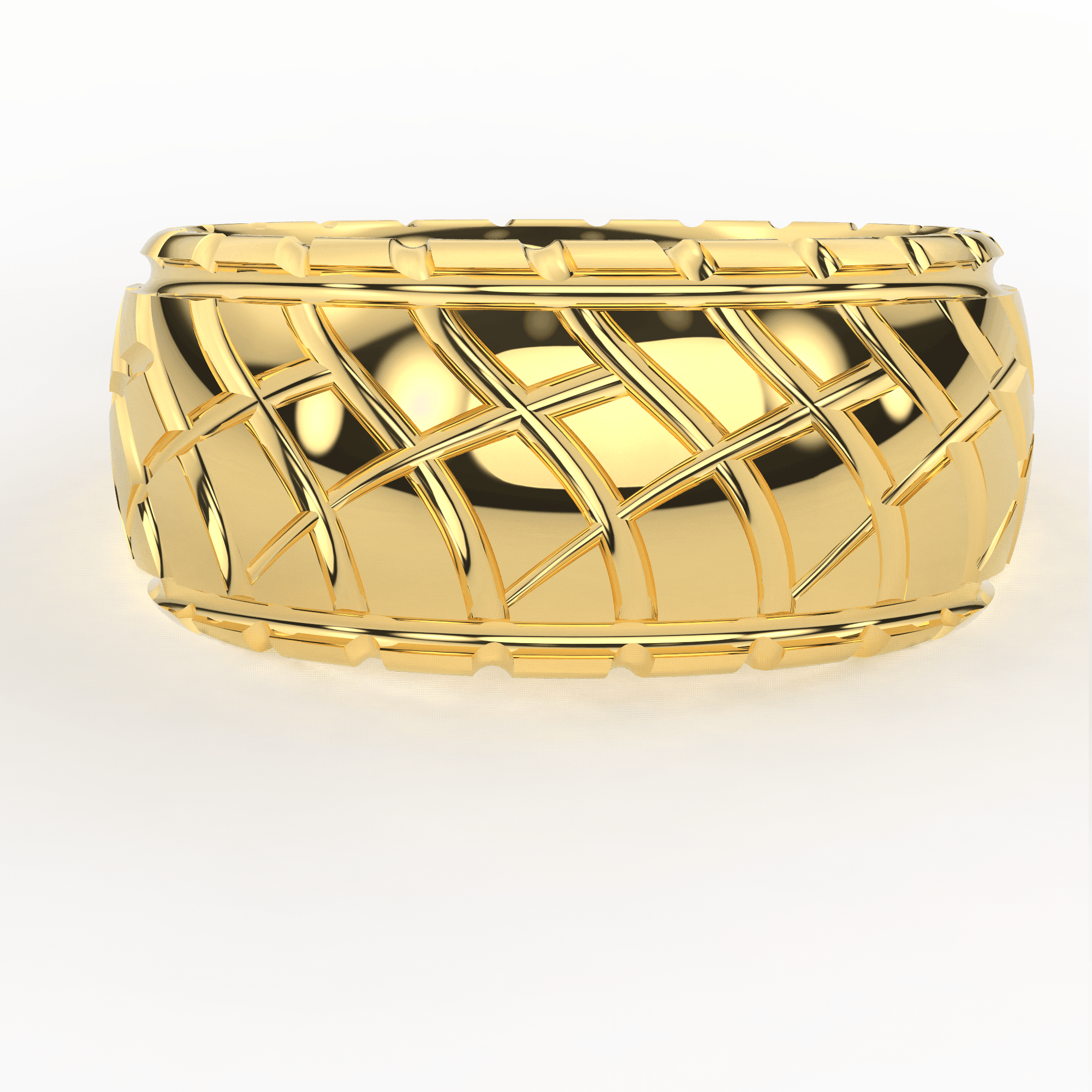 Sakcon Jewelers Ring 10k Yellow Gold Car Tire Ring 10mm Wide | Race car jewelry | tire wedding band |