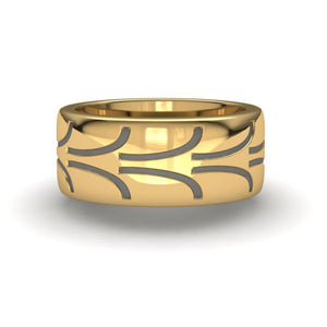 Sakcon Jewelers Ring 10k Yellow Gold Fantasy Street Tire Tread Ring-10