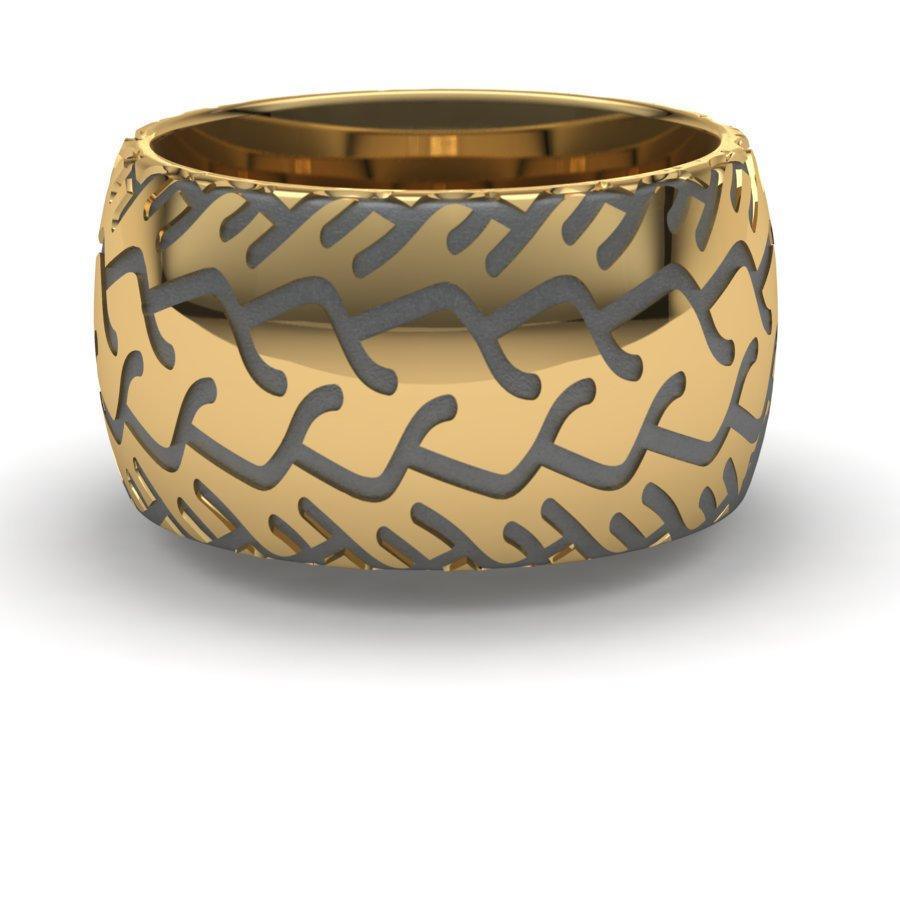 Sakcon Jewelers Ring 10k Yellow Gold Street Bike 3-10mm Motorcycle Tire Tread Ring