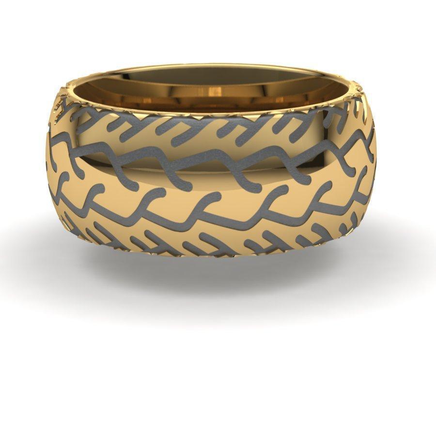 Sakcon Jewelers Ring 10k Yellow Gold Street Bike 3-8mm Motocycle Tire Tread Ring