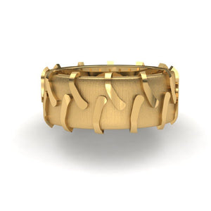 Sakcon Jewelers Ring 10k Yellow Gold Tractor Tire Ring-10mm