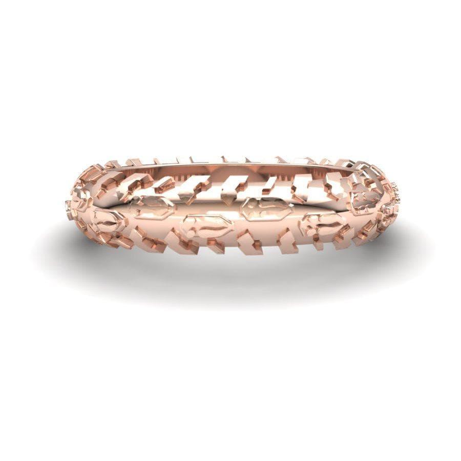 Sakcon Jewelers Ring 14k Rose Gold Deer Print Tire Tread Ring 6mm