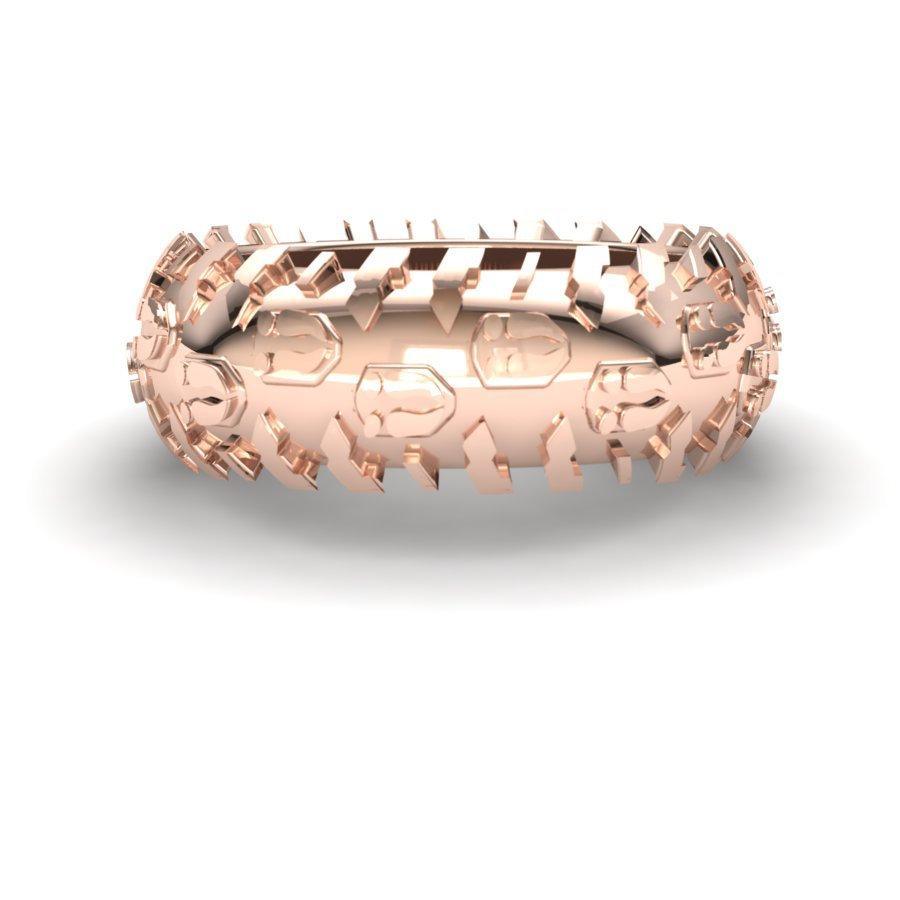 Sakcon Jewelers Ring 14k Rose Gold Deer Print Tire Tread Ring 8mm