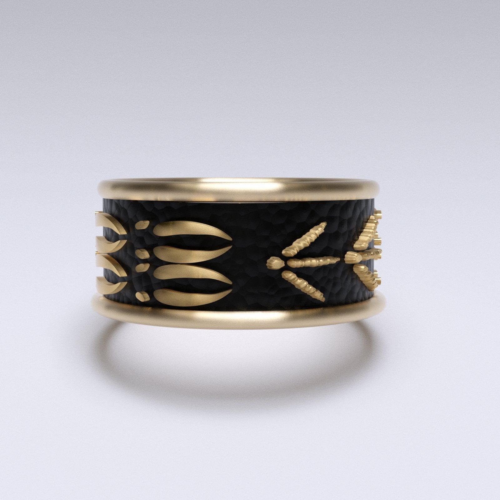 Sakcon Jewelers Ring 14k Rose Gold Deer Tracks and Turkey Tracks Ring