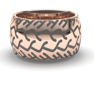 Sakcon Jewelers Ring 14k Rose Gold Street Bike 3-10mm Motorcycle Tire Tread Ring
