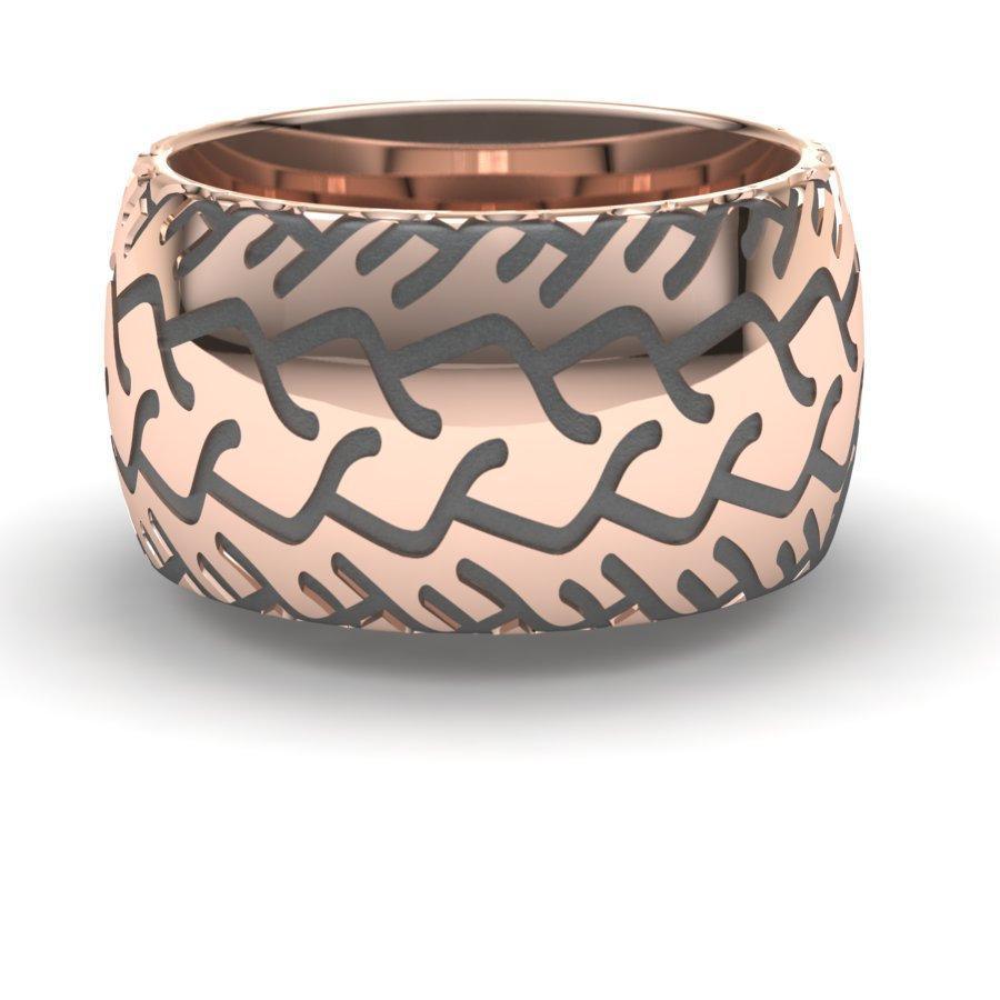 Sakcon Jewelers Ring 14k Rose Gold Street Bike 3-10mm Motorcycle Tire Tread Ring