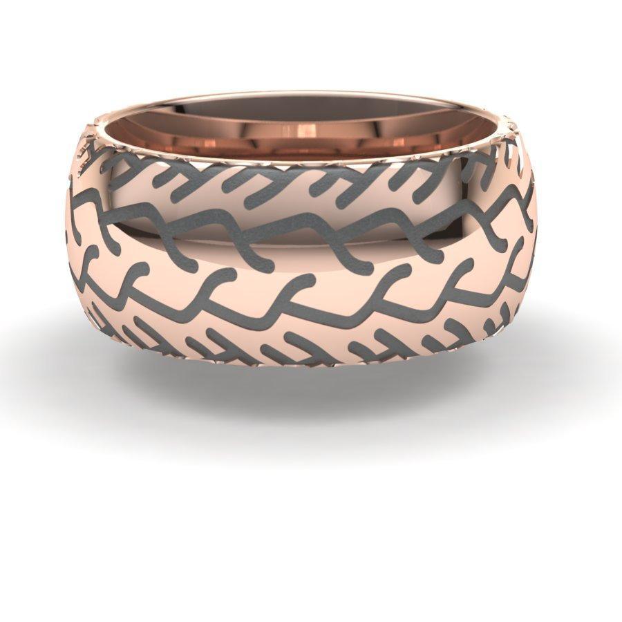 Sakcon Jewelers Ring 14k Rose Gold Street Bike 3-8mm Motocycle Tire Tread Ring