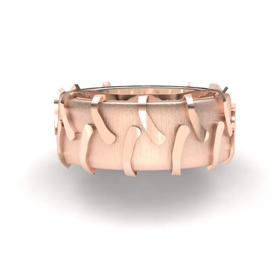 Sakcon Jewelers Ring 14k Rose Gold Tractor Tire Ring-10mm