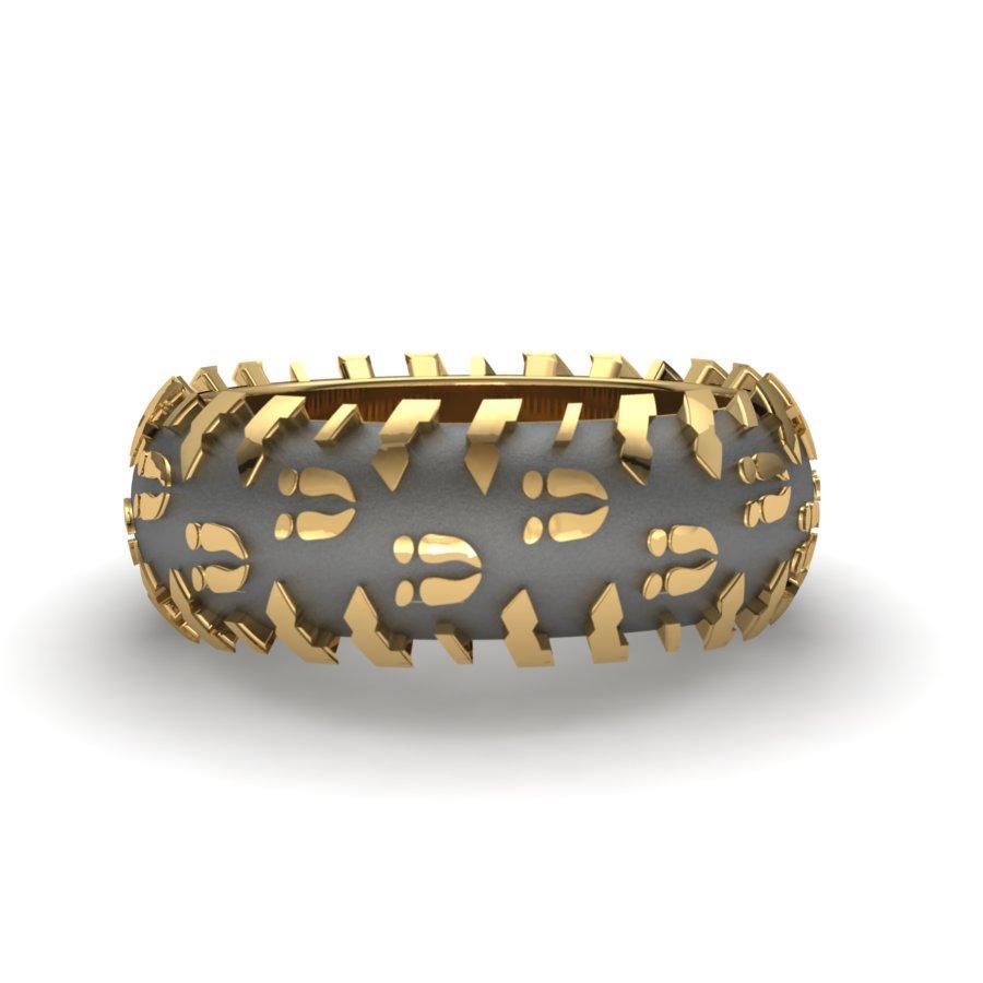 Sakcon Jewelers Ring Deer Print Tire Tread Ring 10mm