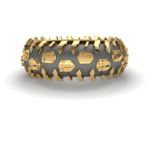 Sakcon Jewelers Ring Deer Print Tire Tread Ring 8mm