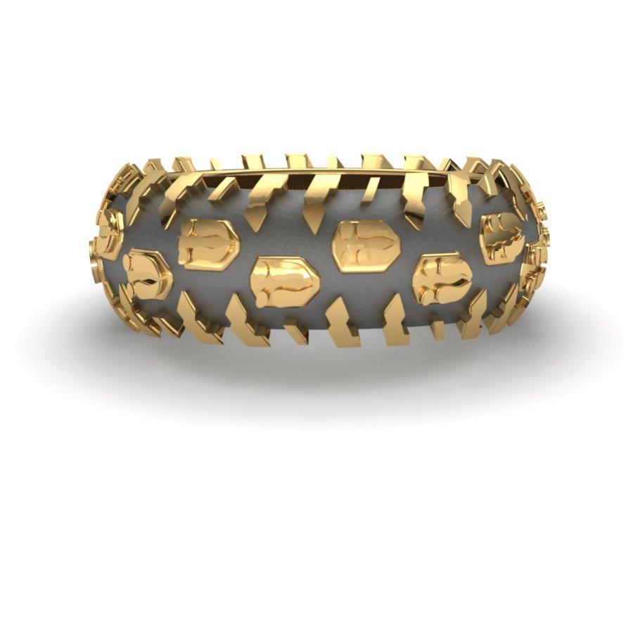 Sakcon Jewelers Ring Deer Print Tire Tread Ring 8mm