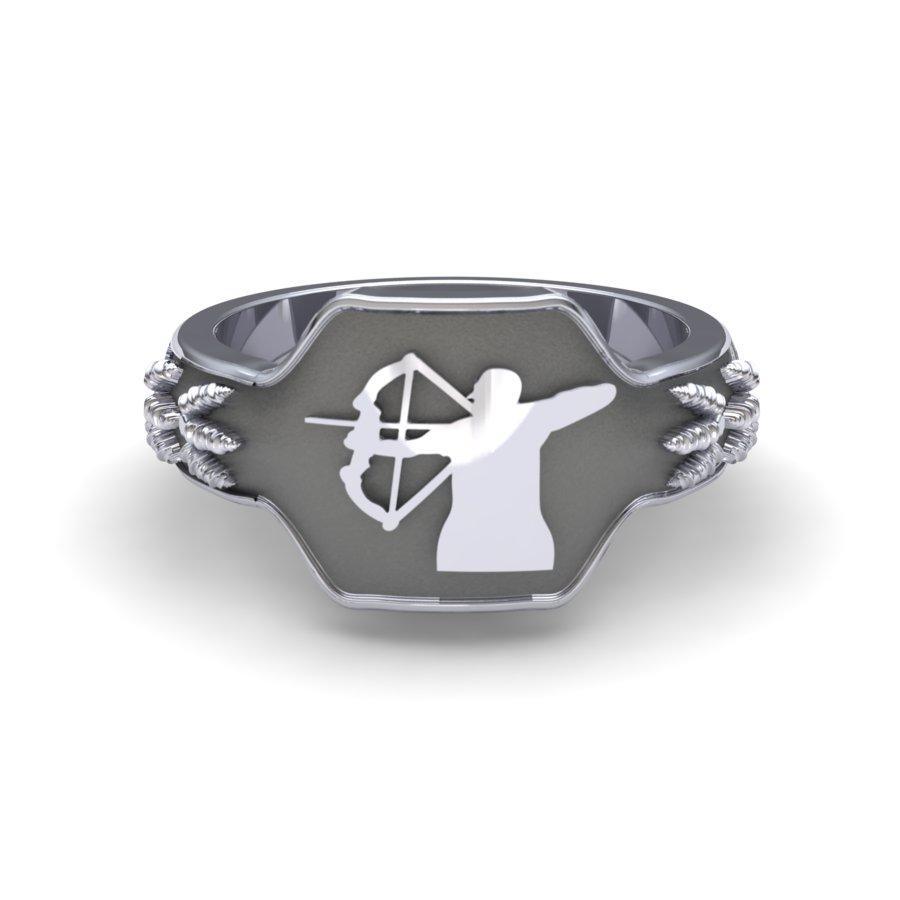 Sakcon Jewelers Ring Sterling Silver Bow Hunting Ring-3