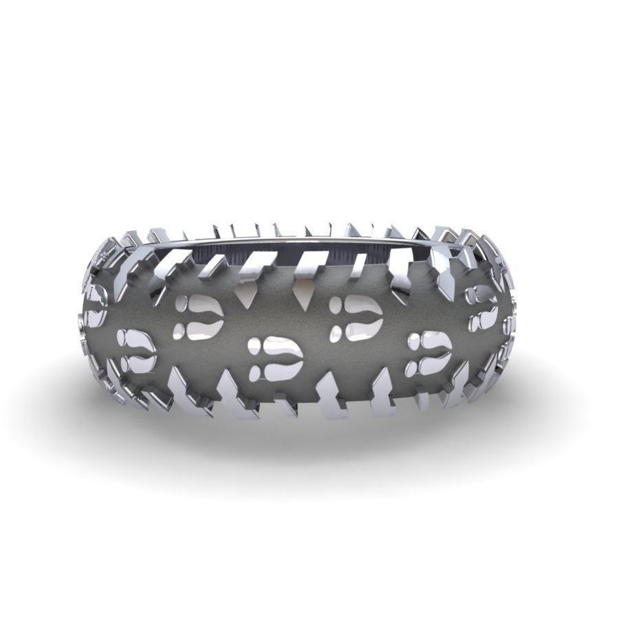 Sakcon Jewelers Ring Sterling Silver Deer Print Tire Tread Ring 10mm