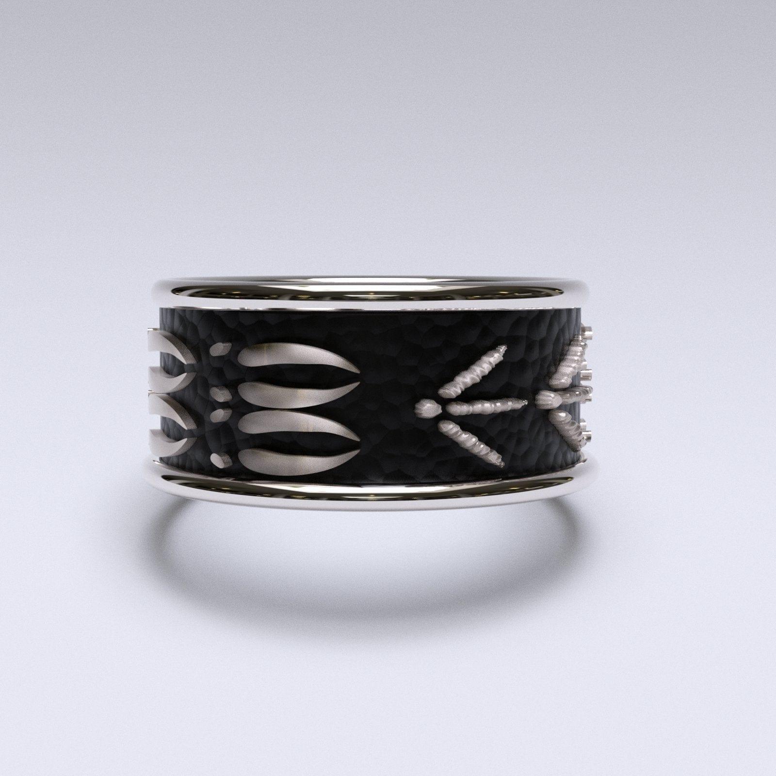 Sakcon Jewelers Ring Sterling Silver Deer Tracks and Turkey Tracks Ring