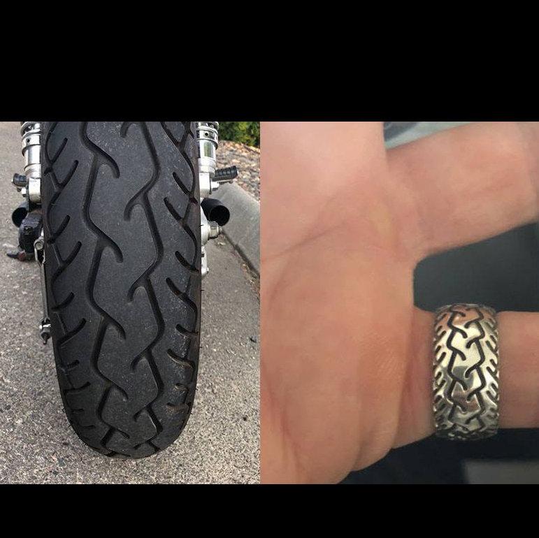Sakcon Jewelers Ring Street Bike 3-10mm Motorcycle Tire Tread Ring