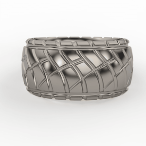 Sakcon Jewelers Ring Titanium Car Tire Ring 10mm Wide | Race car jewelry | tire wedding band |