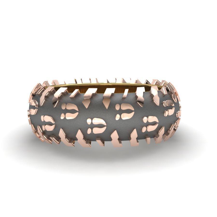 Sakcon Jewelers Ring Tu-Tone Deer Print Tire Tread Ring 10mm