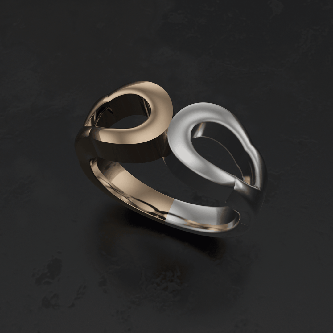 American Sportsman Jewelry Ring Tu-Tone Gold Double Horseshoe Ring | Horseshoe Wedding Ring | Equestrian Jewelry | Equestrian ring