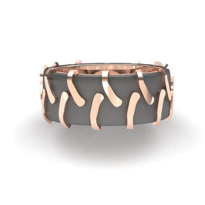 Sakcon Jewelers Ring Tu-Tone Tractor Tire Ring-10mm